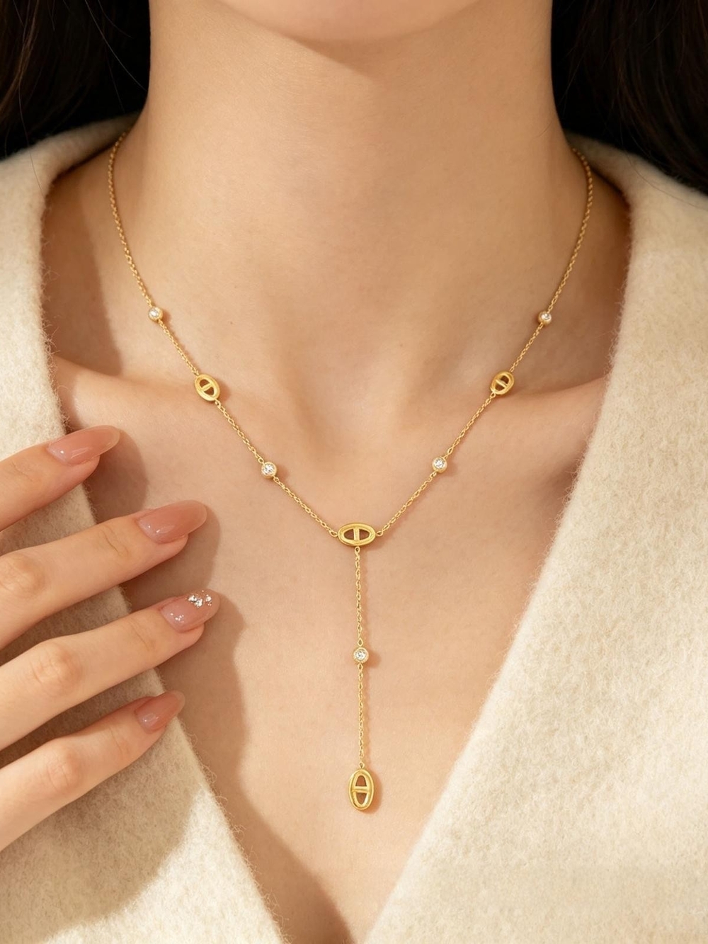 Gold Link Drop Necklace - Women Jewelry